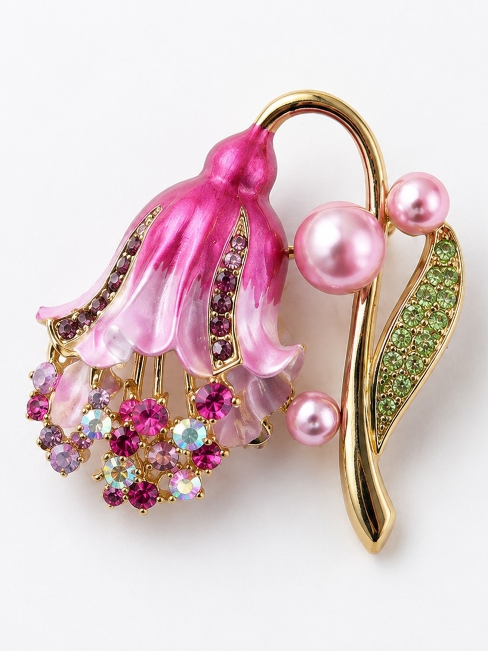 Rucinni Pink Flower Crystal & Faux Pearl Brooch Pin – New in Package
